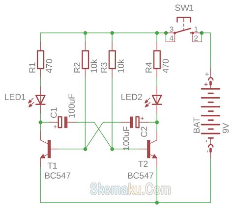 Gambar Rangkaian Lampu Flip Flop Sederhana